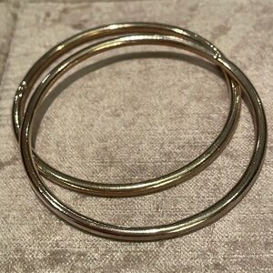 2 Silver Plated Minimalist Style Bangles 7-8”